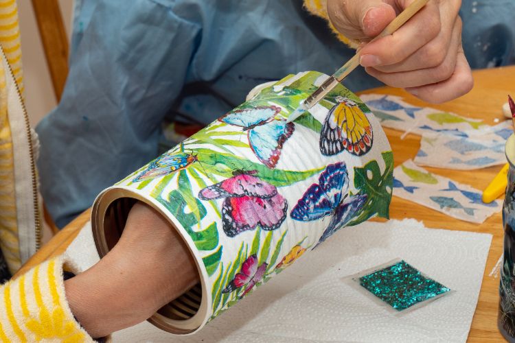 Furniture decorated with decoupage